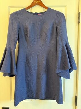Lilly Pulitzer Navy Textured Bell-Sleeve Long-Sleeve Dress
